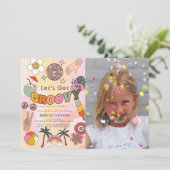 Groovyを取得しようレトロガールフォト誕生日 招待状 (スタンド正面)