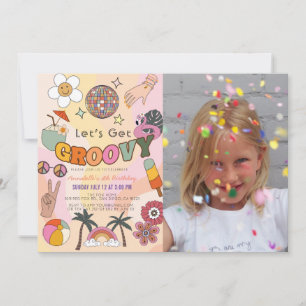 Groovyを取得しようレトロガールフォト誕生日 招待状