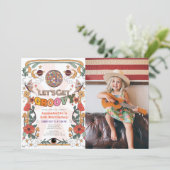 Groovyを取得しようレトロフォトガール誕生日 招待状 (スタンド正面)