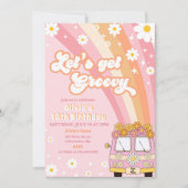 Groovyを取得しようレトロレインボー10誕生日 招待状 (正面)