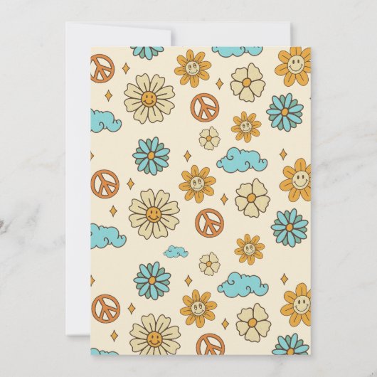 Groovyを取得しようレトロレインボー1st誕生日パーティー 招待状 (裏面)