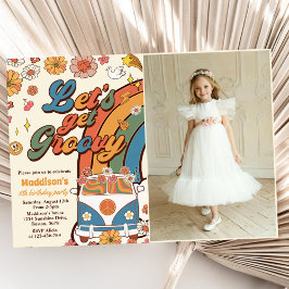 Groovyを取得しようレトロレインボー6th誕生日写真 招待状