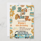 Groovyを取得しようレトロレインボー6th誕生日 招待状 (正面)