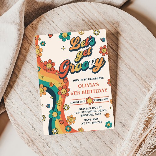 Groovyを取得しようレトロレインボー6th誕生日 招待状