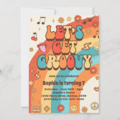 Groovyを取得しようレトロレインボー7誕生日 招待状 (正面)