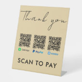 Groovyを支払うためにVenmo Paypal CashAppスキャンに感謝 台座サイン (正面)