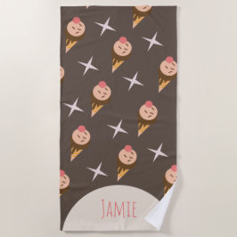 Groovyアイスクリームコーンチョコレート名ビーチタオル ビーチタオル