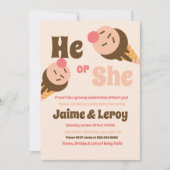 Groovyアイスクリームコーン性別が彼または彼女を明らかにする 招待状 (正面)