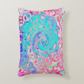Groovyアクアブルーとピンクの抽象芸術レトロスワール アクセントクッション (正面(垂直))