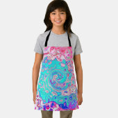 Groovyアクアブルーとピンクの抽象芸術レトロスワール エプロン (インサイチュ)