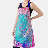 Groovyアクアブルーとピンクの抽象芸術レトロスワール エプロン (インサイチュ)