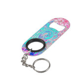 Groovyアクアブルーとピンクの抽象芸術レトロスワール キーホルダー栓抜き (裏面アングル)