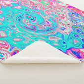 Groovyアクアブルーとピンクの抽象芸術レトロスワール シェルパブランケット (3/4)