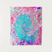 Groovyアクアブルーとピンクの抽象芸術レトロスワール タペストリー (正面)