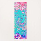 Groovyアクアブルーとピンクの抽象芸術レトロスワール ヨガマット (正面)