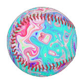 Groovyアクアブルーとピンクの抽象芸術レトロスワール 野球ボール (正面左)