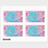 Groovyアクアブルーとピンクの抽象芸術レトロスワール 長方形シール (シート)