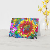 Groovyアーポップ・アートのトサンフラワーアートカード カード (黄色い花)