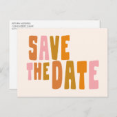 Groovyウェデカラフルィングの日付の保存 ポストカード (正面/裏面)