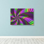 Groovyエネルギッシュカラフルなネオンフラクタルパターン キャンバスプリント (インサイチュ (ウッドフロア))