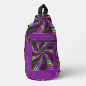 Groovyエネルギッシュカラフルなネオンフラクタルパターン スリングバッグ (正面)