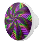 Groovyエネルギッシュカラフルなネオンフラクタルパターン セラミックノブ (右)