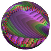 Groovyエネルギッシュカラフルなネオンフラクタルパターン ソフトボール (正面左)