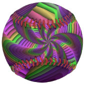 Groovyエネルギッシュカラフルなネオンフラクタルパターン ソフトボール (裏面)