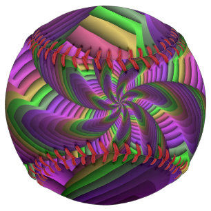 Groovyエネルギッシュカラフルなネオンフラクタルパターン ソフトボール