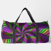Groovyエネルギッシュカラフルなネオンフラクタルパターン ダッフルバッグ (正面)