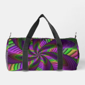 Groovyエネルギッシュカラフルなネオンフラクタルパターン ダッフルバッグ (裏面)