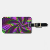Groovyエネルギッシュカラフルなネオンフラクタルパターン ラゲッジタグ (正面横)