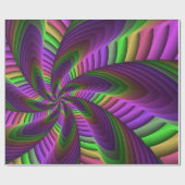 Groovyエネルギッシュカラフルなネオンフラクタルパターン ラッピングペーパー (フラット)