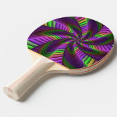 Groovyエネルギッシュカラフルなネオンフラクタルパターン 卓球ラケット (正面アングル)
