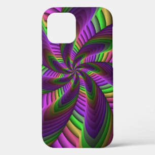 Groovyエネルギッシュカラフルなネオンフラクタルパターン iPhone 12ケース