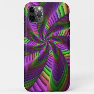 Groovyエネルギッシュカラフルなネオンフラクタルパターン iPhone 11 Pro Maxケース