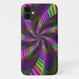 Groovyエネルギッシュカラフルなネオンフラクタルパターン iPhone 11 ケース
