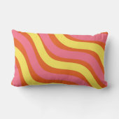 Groovyオレンジイエローピンクウェーストライプブはっきりした春 ランバークッション (裏面)