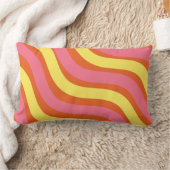 Groovyオレンジイエローピンクウェーストライプブはっきりした春 ランバークッション (ブランケット)
