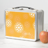 Groovyオレンジデイジーフラワーレトロフローラ名 メタルランチボックス (インサイチュ)
