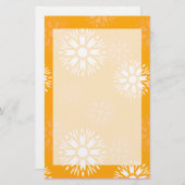 Groovyオレンジデイジー花レトロ花柄 便箋 (正面/裏面)
