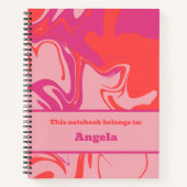 Groovyオレンジ渦巻形のとピンクのカスタマイズ可能 ノートブック (正面)
