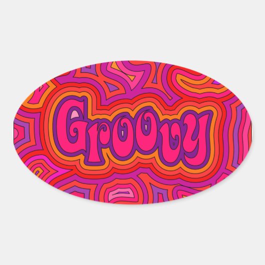 Groovyオーバルステッカー 楕円形シール (正面)