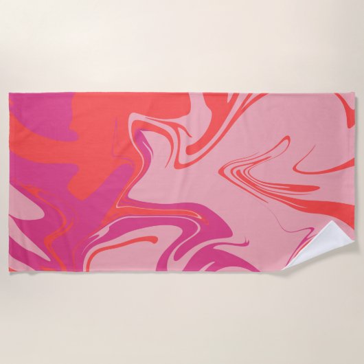 Groovyオ渦巻形のレンジとピンクのパターン ビーチタオル (正面)