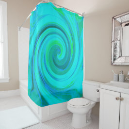 Groovyカッコいい抽象芸術アクアリキッドアートスワール シャワーカーテン