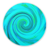 Groovyカッコいい抽象芸術アクアリキッドアートスワール セラミックノブ (正面)