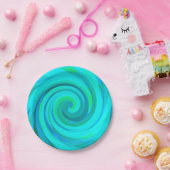 Groovyカッコいい抽象芸術アクアリキッドアートスワール ペーパープレート (パーティー)