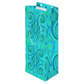 Groovyカッコいい抽象芸術アクア液体アートスワールパターン ワインギフトバッグ (裏面アングル)