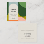 GroovyカラフルレトロアーはっきりしたチのWebサ結婚イト スクエア名刺 (正面/裏面)