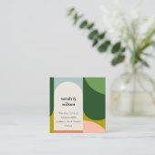 GroovyカラフルレトロアーはっきりしたチのWebサ結婚イト スクエア名刺 (スタンド正面)